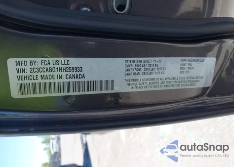 2022 Chrysler 300 S from USA, damaged, VIN 2C3CCABG1NH259933